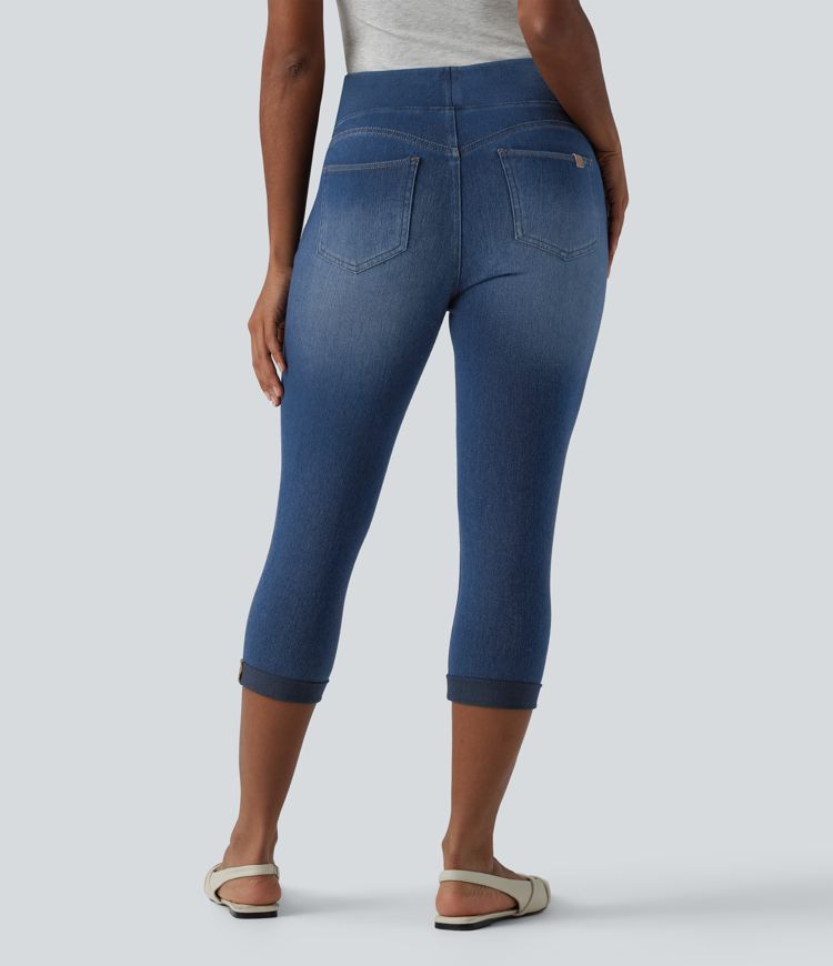 Halara Flex™ High Waisted Rolled Hem Capri Casual Skinny Jeans with Pockets