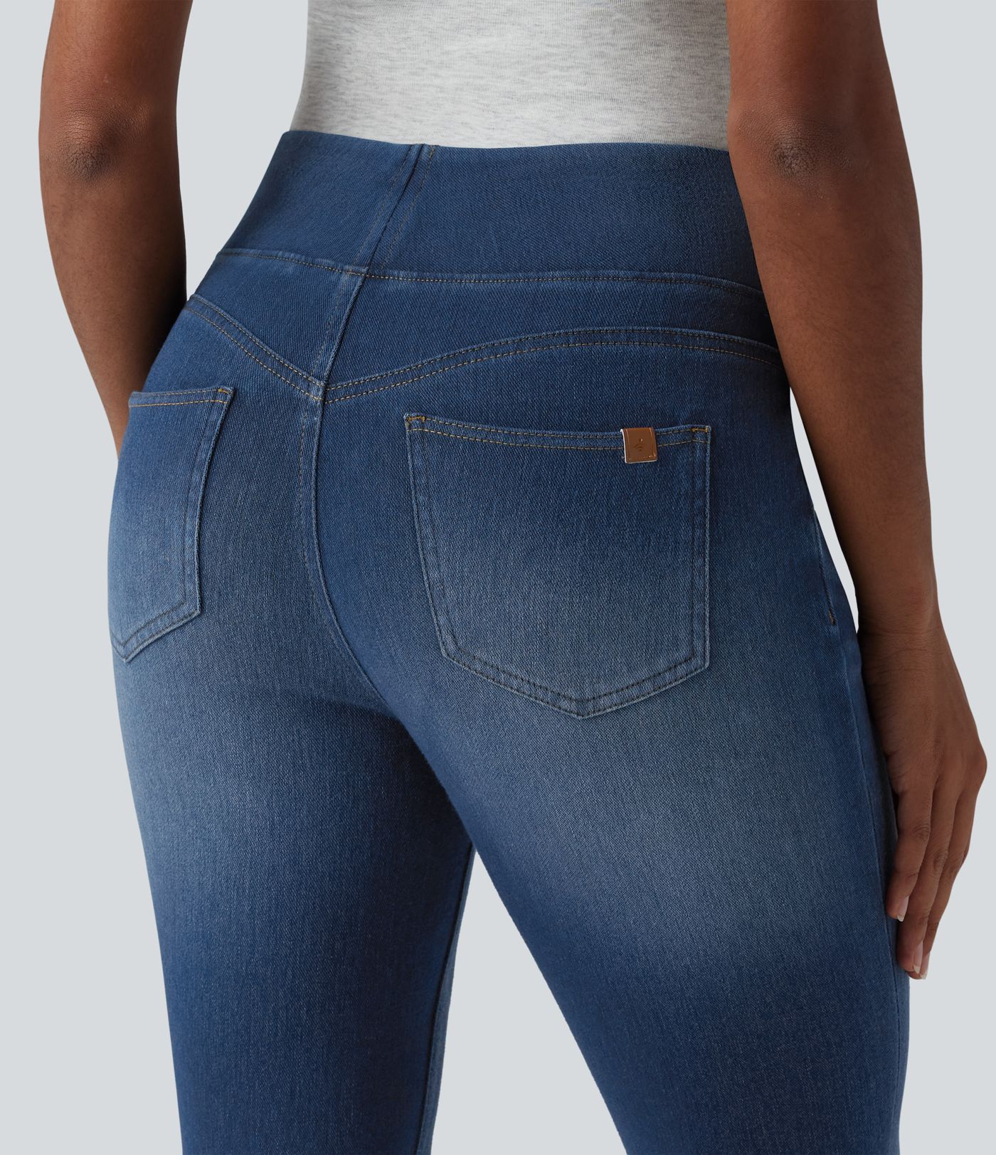 Halara Flex™ High Waisted Rolled Hem Capri Casual Skinny Jeans with Pockets