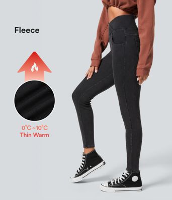 Halara Flex™ Denim Heat High Waisted Crossover Pockets Casual 7/8 Leggings
