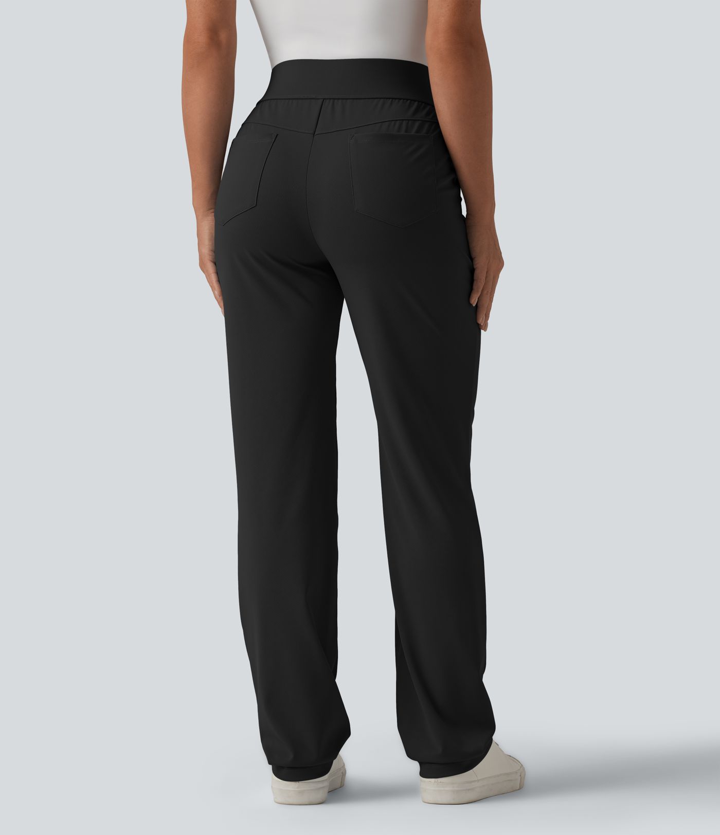 High Waisted Quick Dry Golf Trousers with Pockets-Golf Tee-UPF40+
