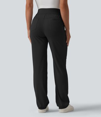 High Waisted Quick Dry Golf Trousers with Pockets-Golf Tee-UPF40+