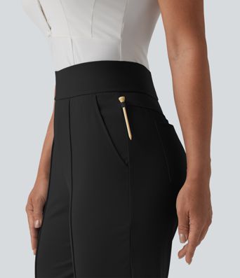 High Waisted Quick Dry Golf Trousers with Pockets-Golf Tee-UPF40+