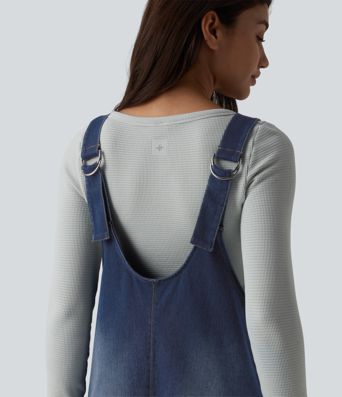 Halara Flex™ casual V-neck mini dress in washed denim with pockets