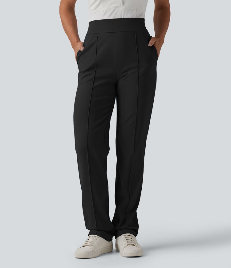 High Waisted Quick Dry Golf Trousers with Pockets-Golf Tee-UPF40+