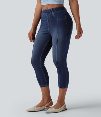 Halara Flex™ Mid Rise Skinny Cropped Casual Jeans with Pockets