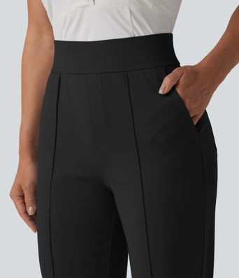 High Waisted Quick Dry Golf Trousers with Pockets-Golf Tee-UPF40+