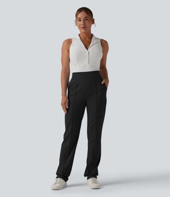 High Waisted Quick Dry Golf Trousers with Pockets-Golf Tee-UPF40+