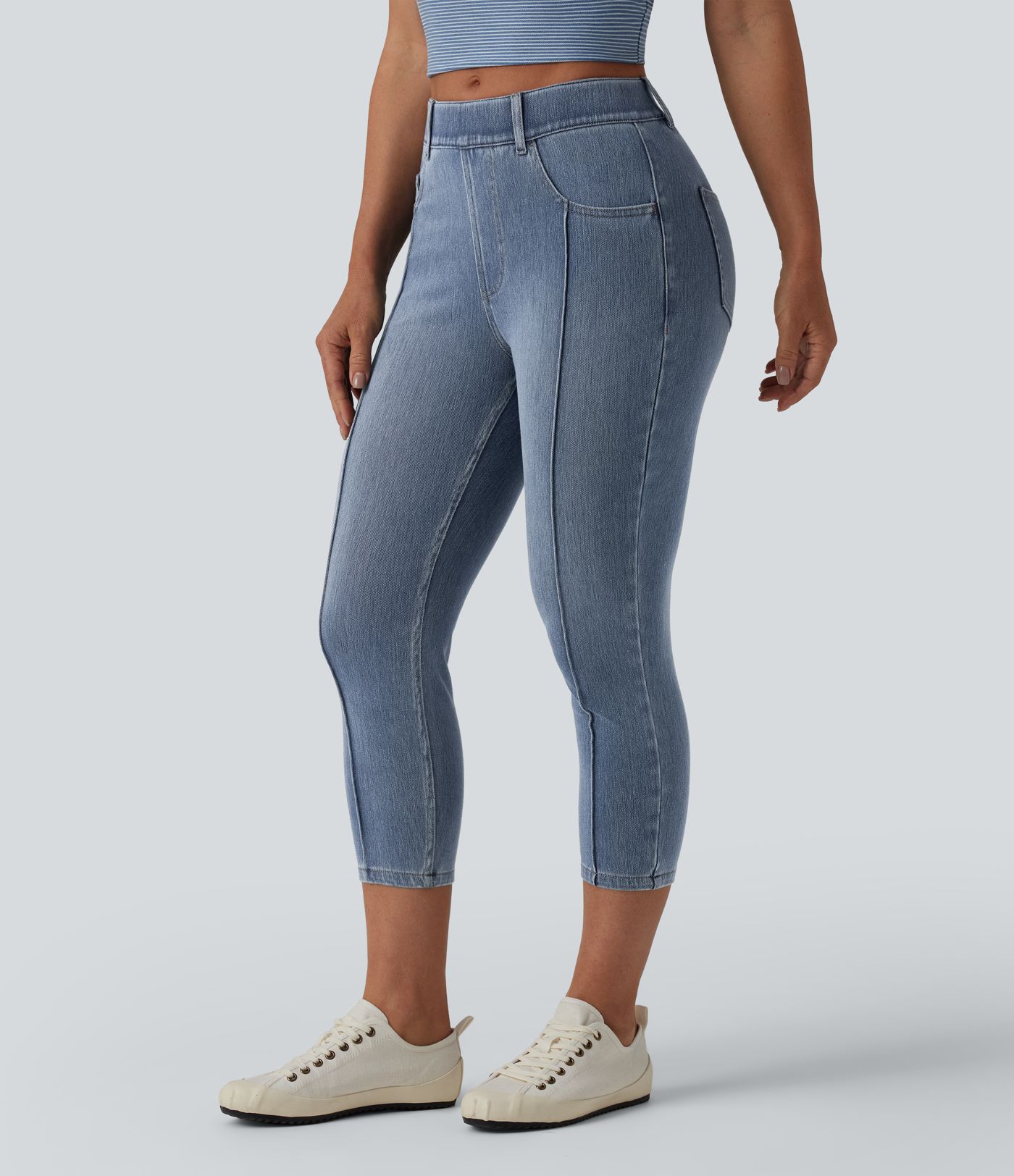 Halara Flex™ Mid Rise Skinny Cropped Casual Jeans with Pockets