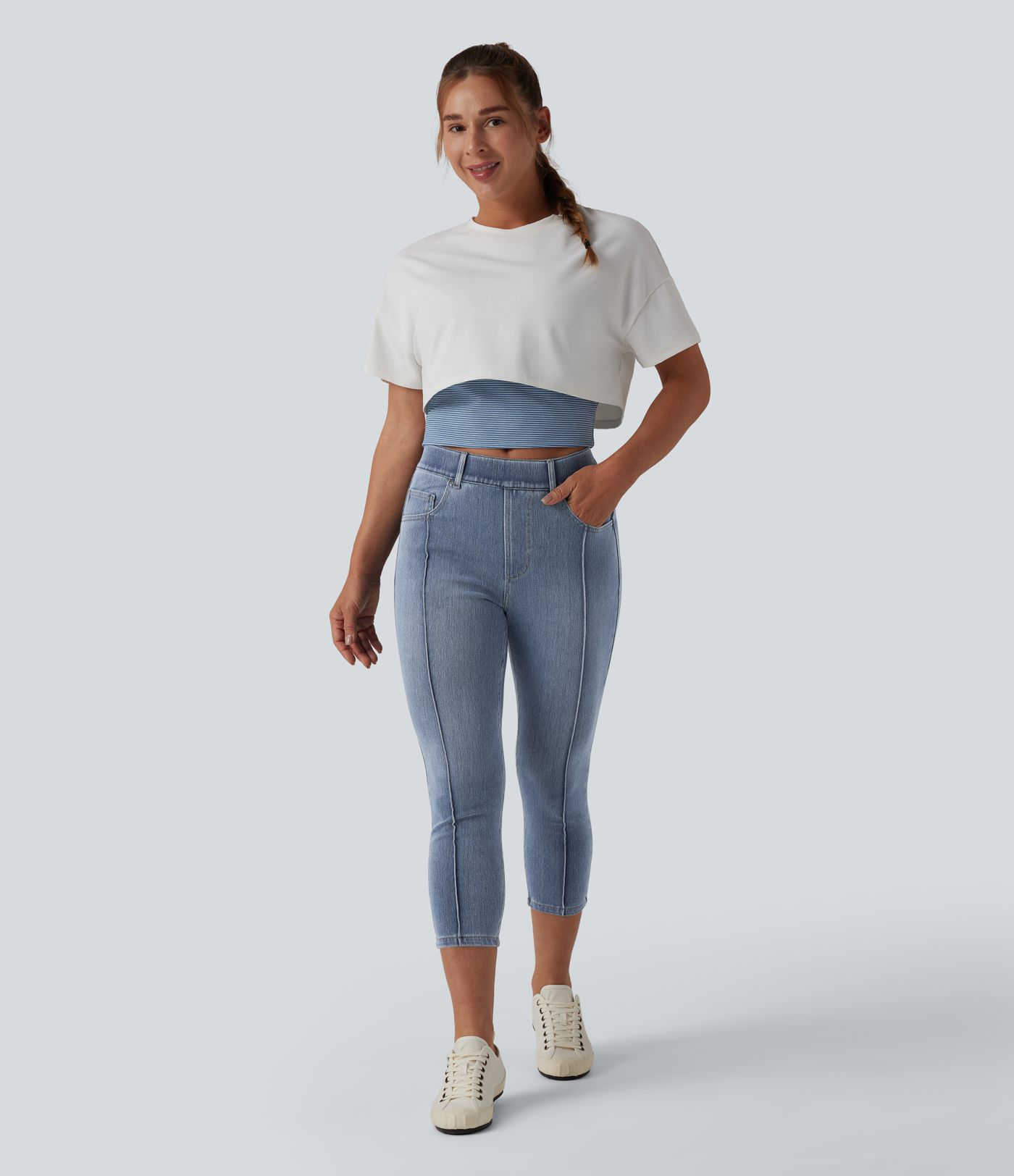 Halara Flex™ Mid Rise Skinny Cropped Casual Jeans with Pockets