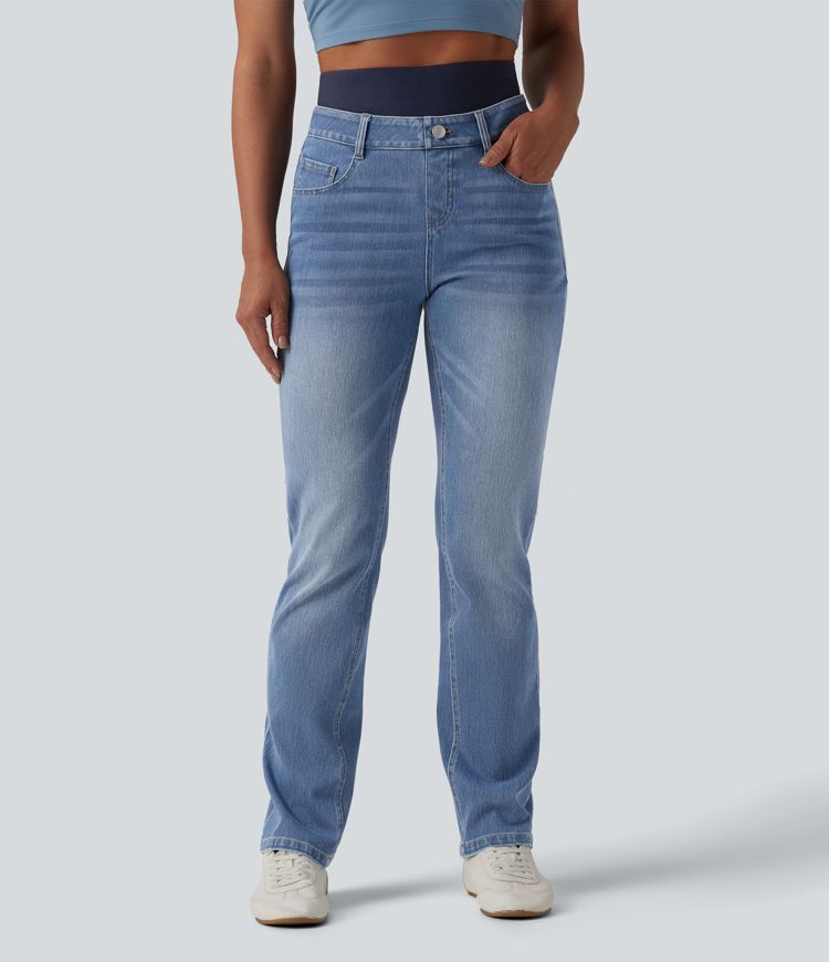 Halara Flex™ Double Waistband High Waisted Tummy Control Slim Casual Jeans with pockets