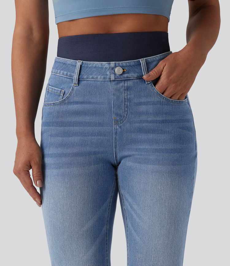 Halara Flex™ Double Waistband High Waisted Tummy Control Slim Casual Jeans with pockets