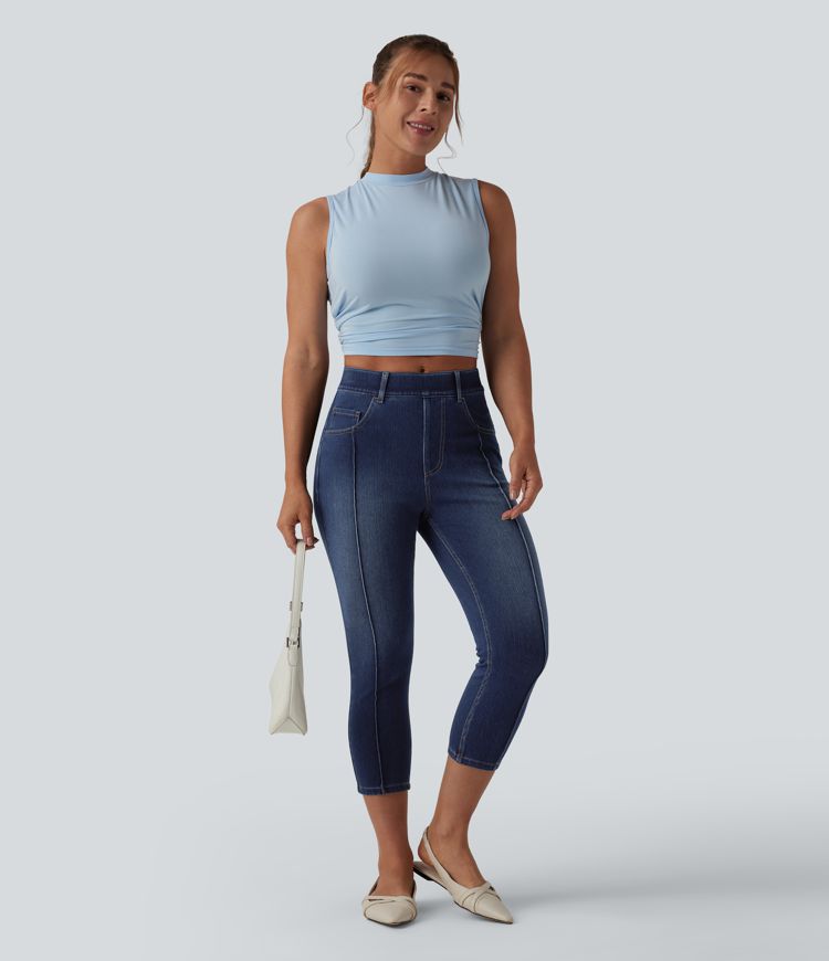 Halara Flex™ Mid Rise Skinny Cropped Casual Jeans with Pockets