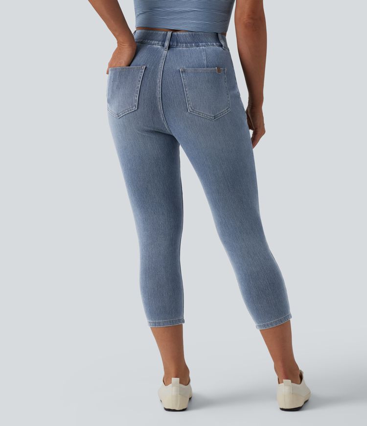 Halara Flex™ Mid Rise Skinny Cropped Casual Jeans with Pockets