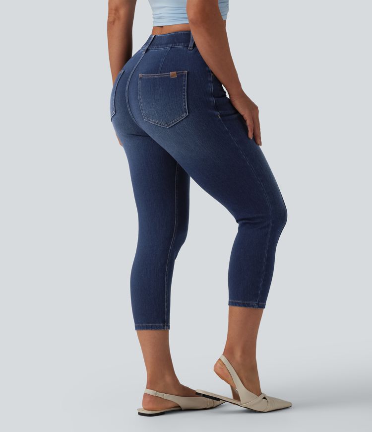 Halara Flex™ Mid Rise Skinny Cropped Casual Jeans with Pockets