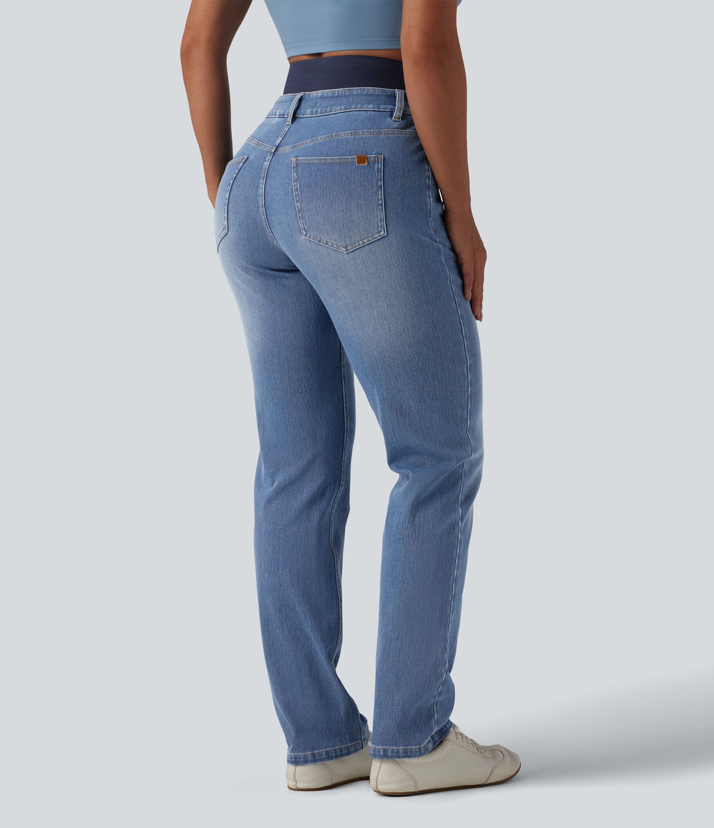 Halara Flex™ Double Waistband High Waisted Tummy Control Slim Casual Jeans with pockets