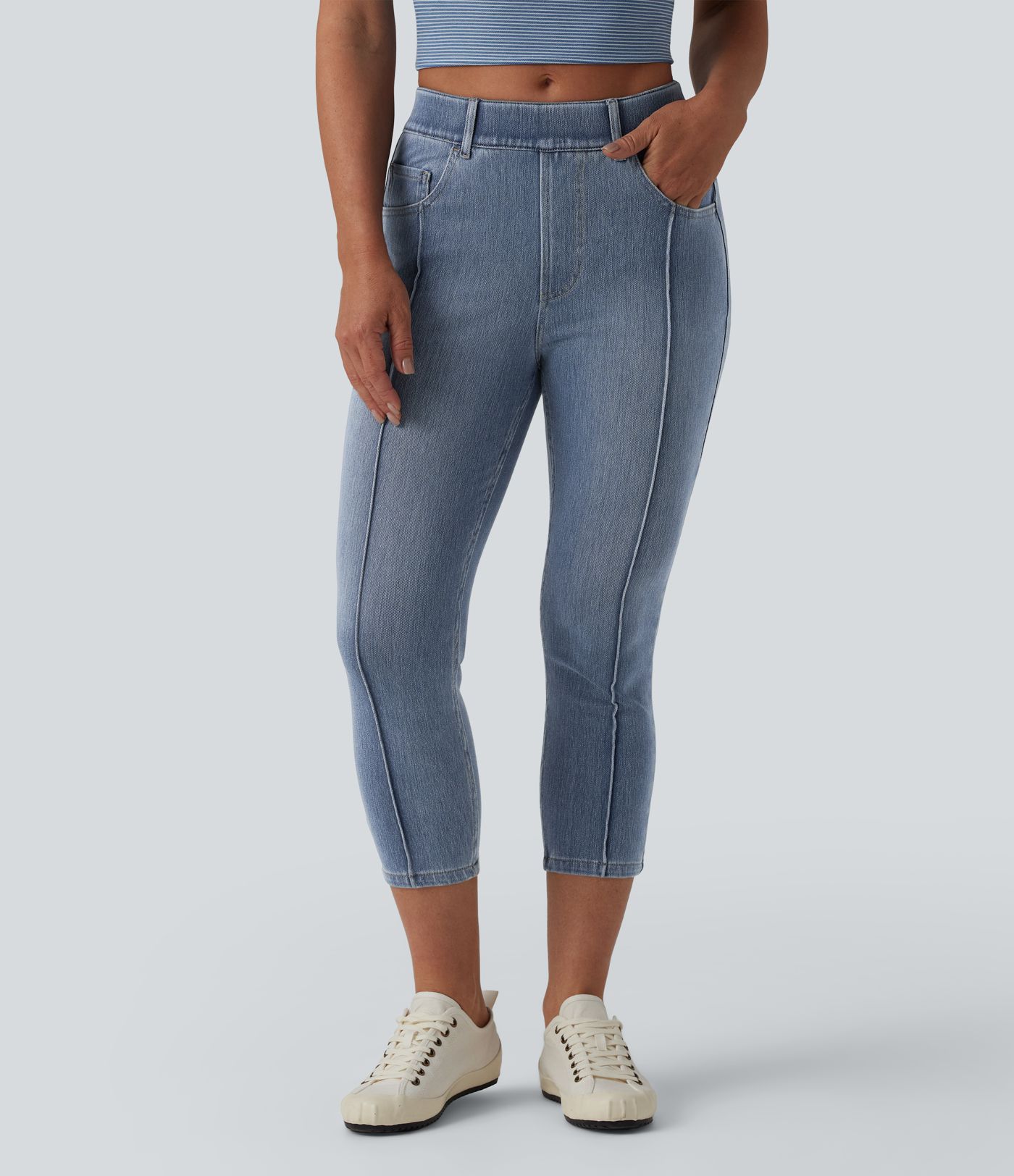 Halara Flex™ Mid Rise Skinny Cropped Casual Jeans with Pockets