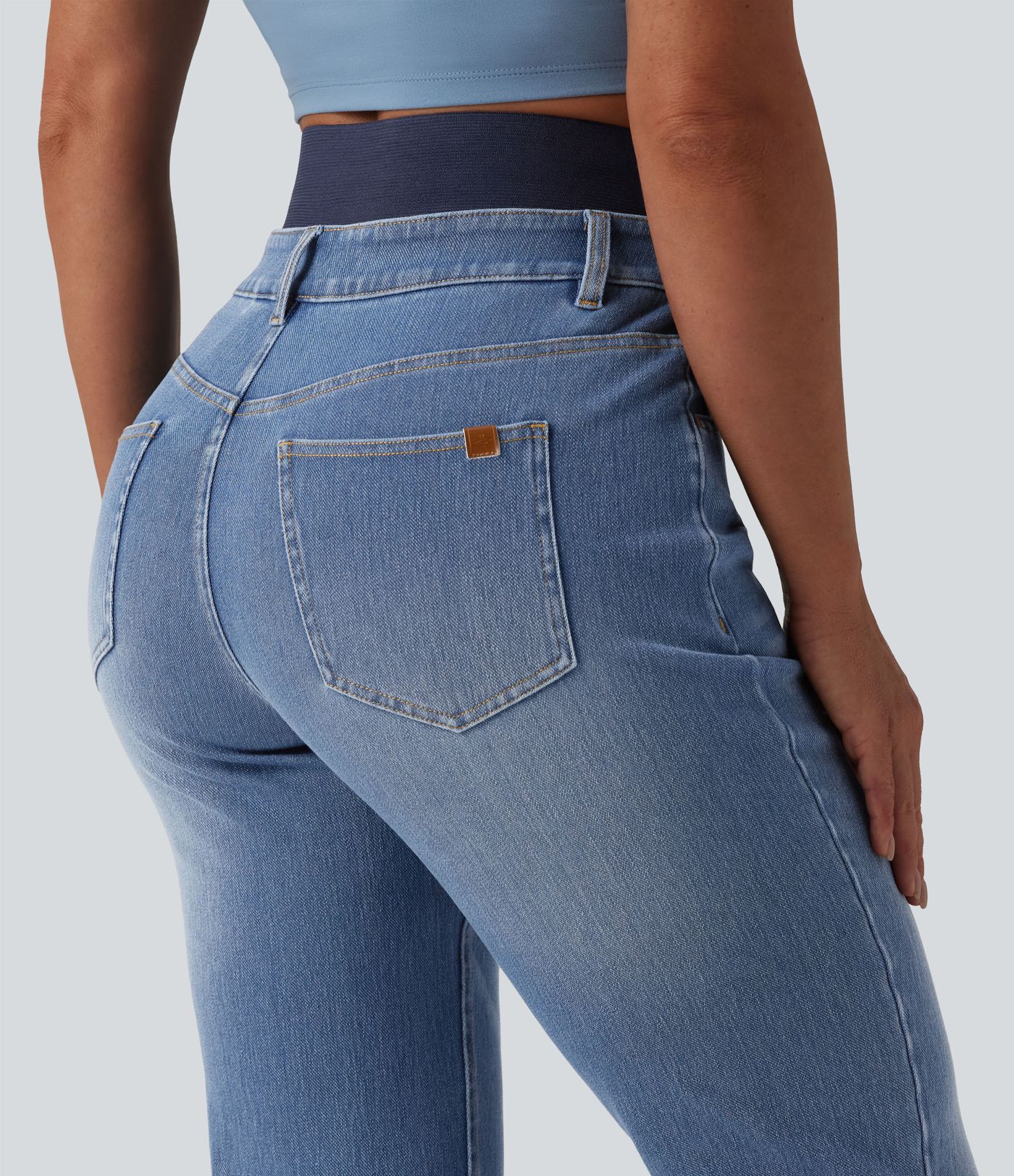 Halara Flex™ Double Waistband High Waisted Tummy Control Slim Casual Jeans with pockets