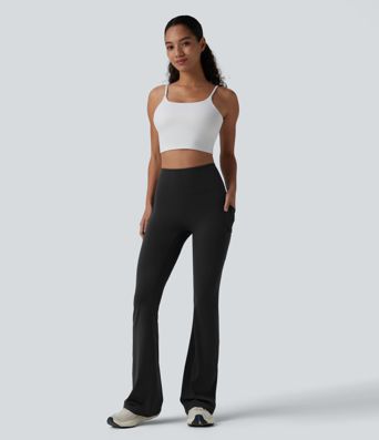 SoftlyZero™ leggings de yoga de cintura alta con corte bootcut y bolsillos - UPF50+