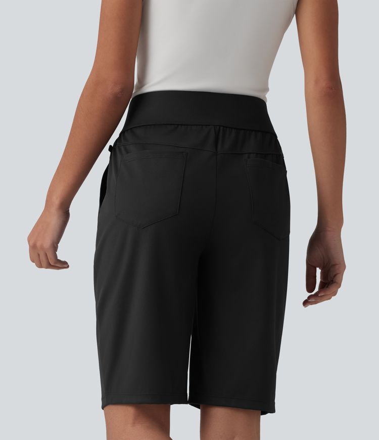 High Waisted Quick Dry Golf Shorts with Pockets 10''-Golf Tee-UPF40+