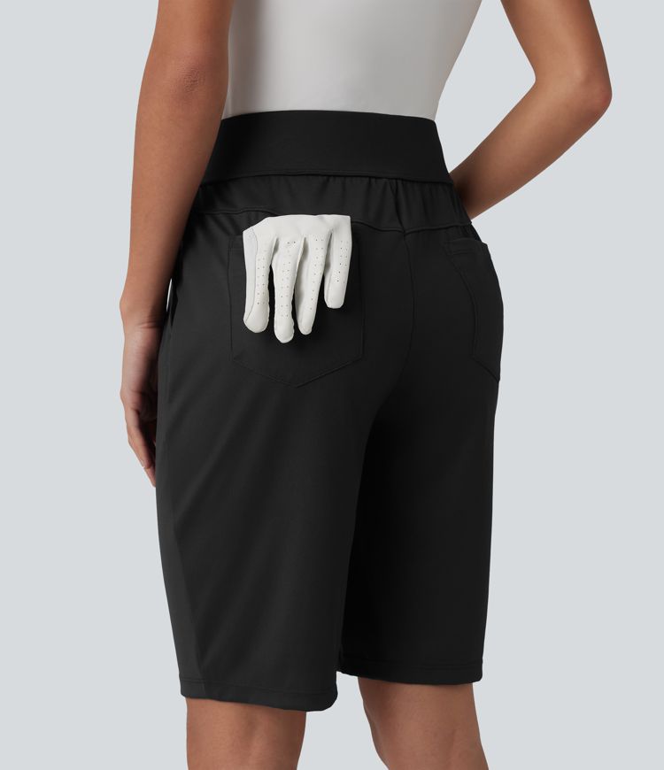 High Waisted Quick Dry Golf Shorts with Pockets 10''-Golf Tee-UPF40+