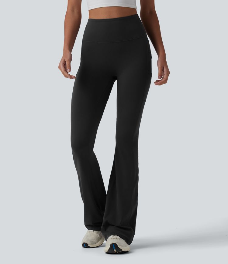 SoftlyZero™ leggings de yoga de cintura alta con corte bootcut y bolsillos - UPF50+