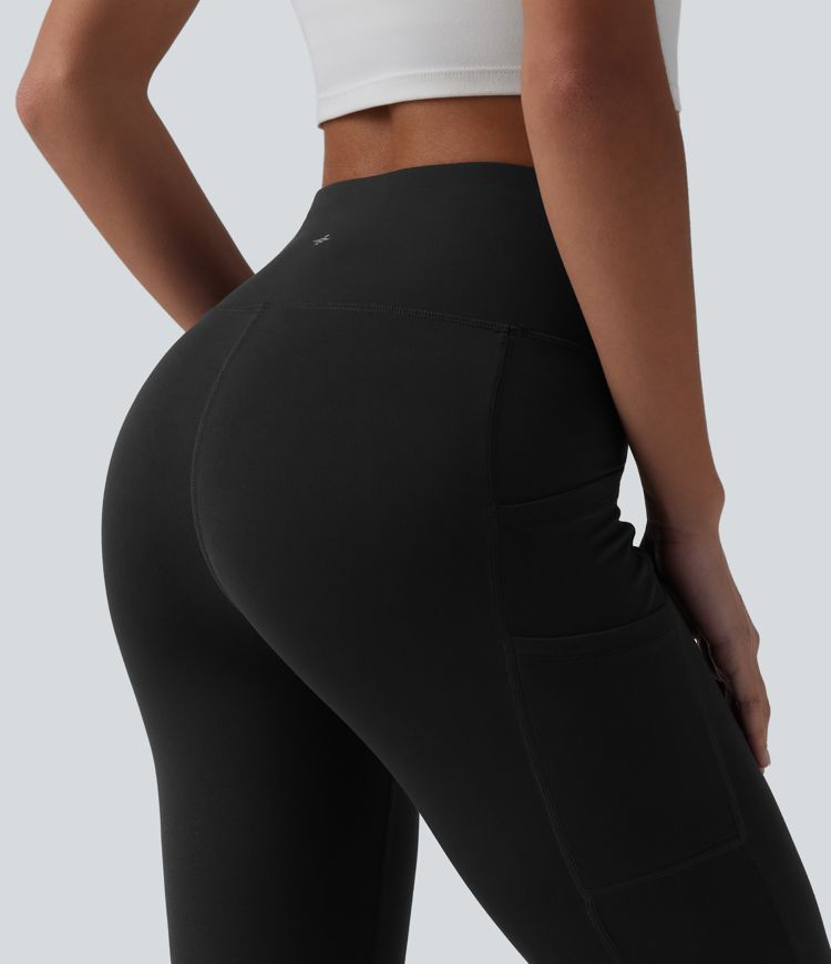 SoftlyZero™ leggings de yoga de cintura alta con corte bootcut y bolsillos - UPF50+