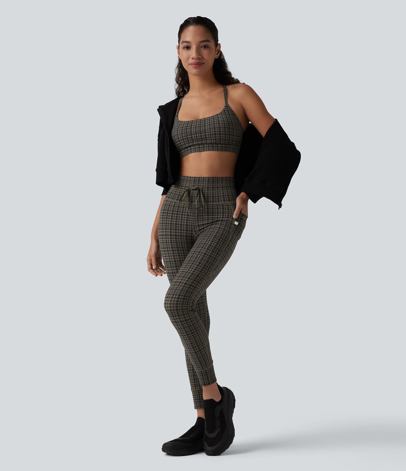 Halara UltraSculpt™ Plaid Print Low Support Yoga Sports Bra