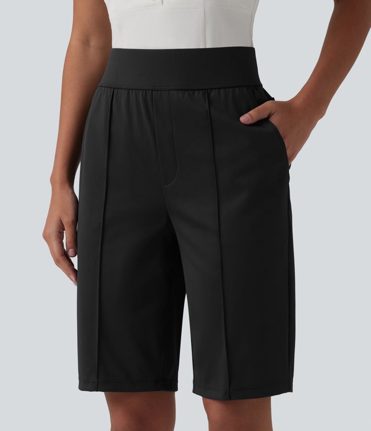 High Waisted Quick Dry Golf Shorts with Pockets 10''-Golf Tee-UPF40+