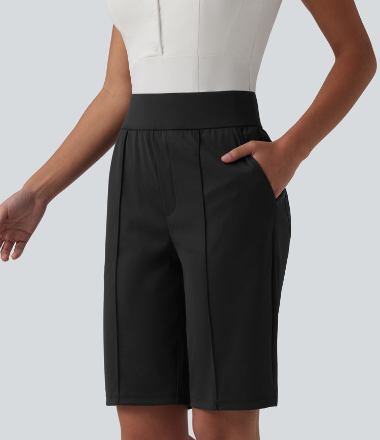 High Waisted Quick Dry Golf Shorts with Pockets 10''-Golf Tee-UPF40+