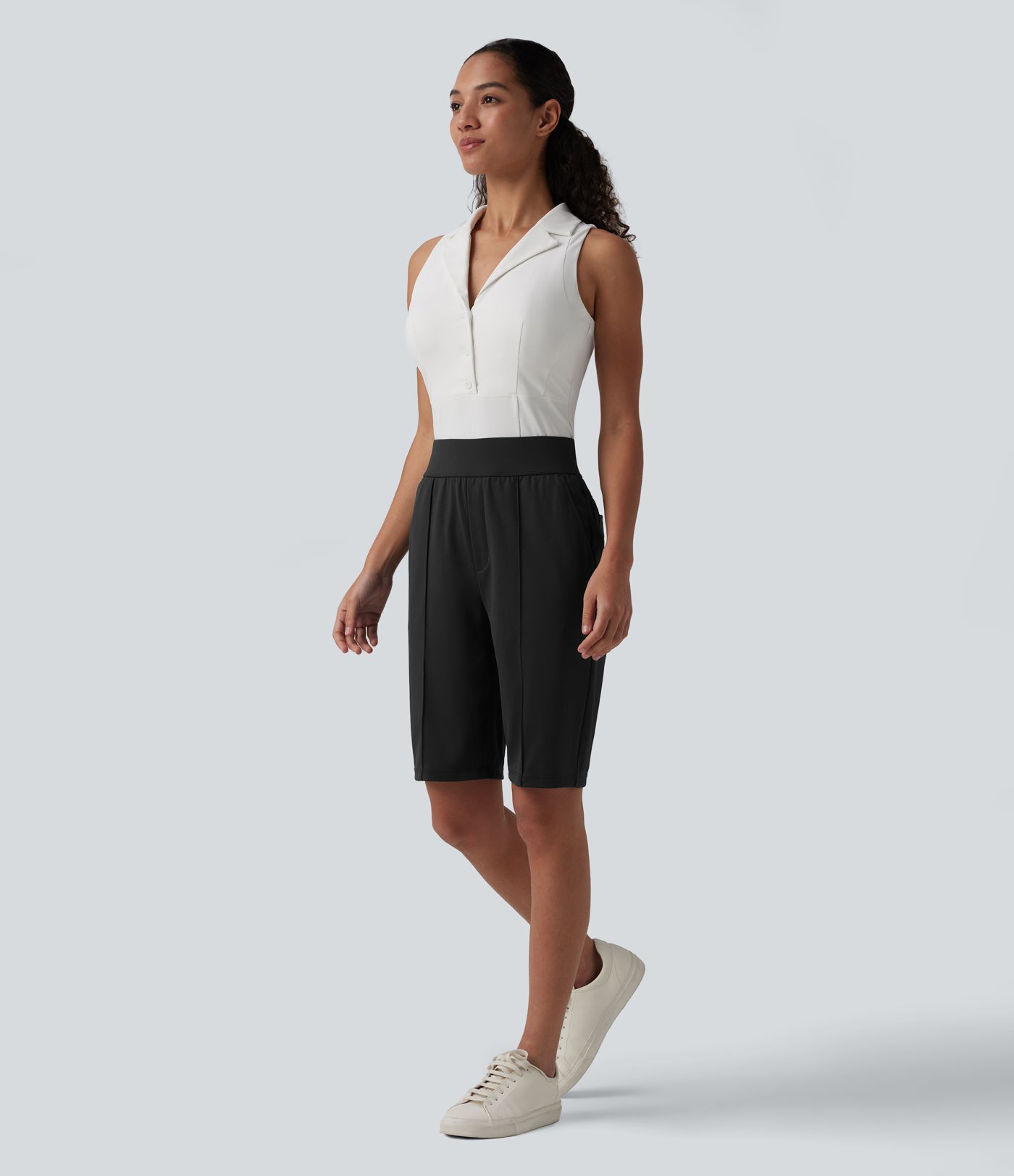 High Waisted Quick Dry Golf Shorts with Pockets 10''-Golf Tee-UPF40+