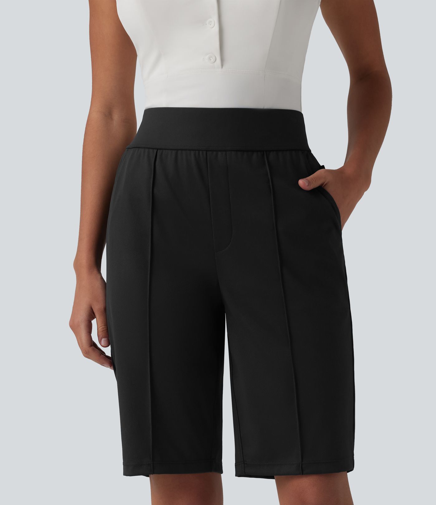 High Waisted Quick Dry Golf Shorts with Pockets 10''-Golf Tee-UPF40+