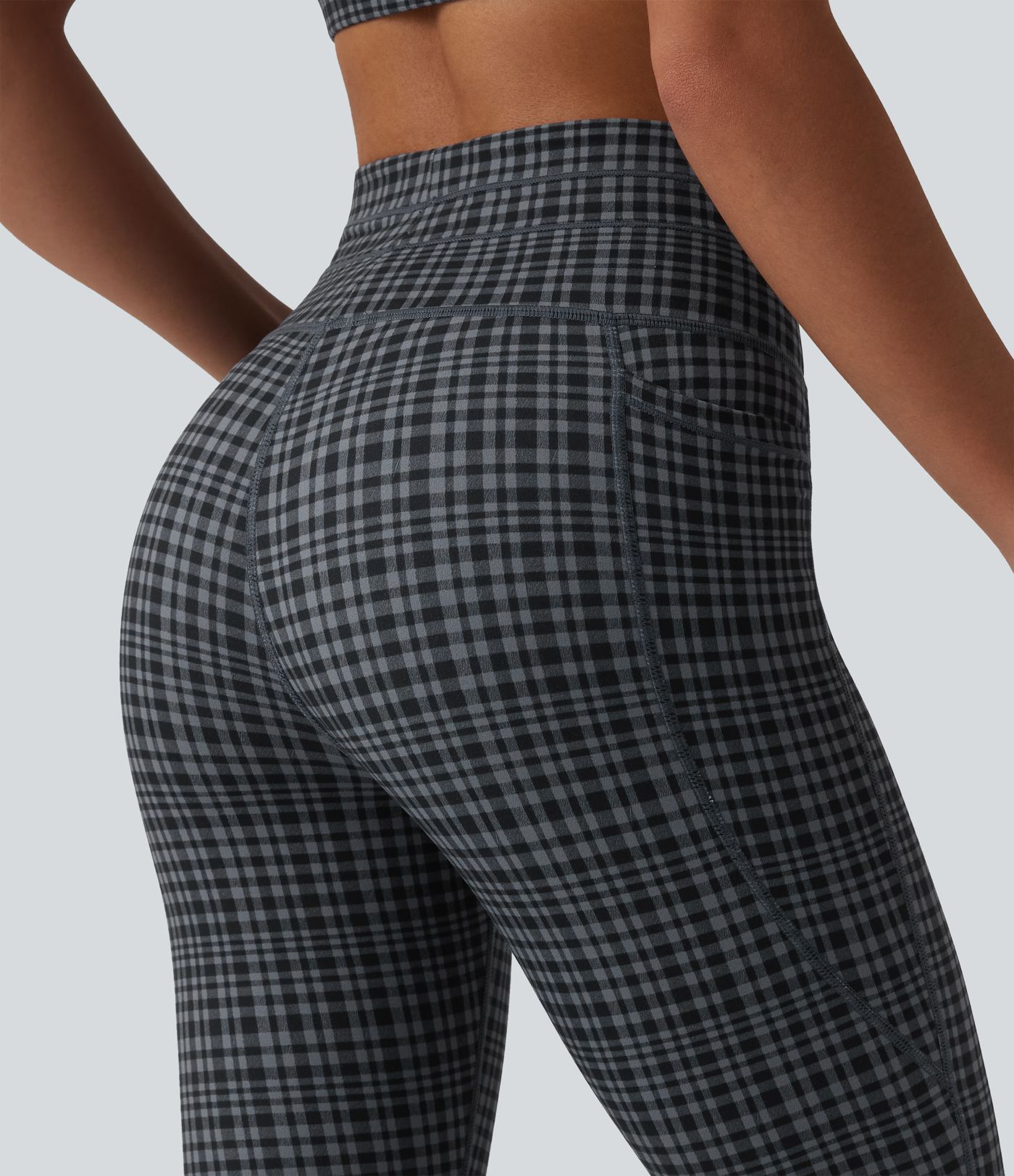 Halara UltraSculpt™ Check Plaid Print High Waisted Drawstring Yoga Leggings with Pockets
