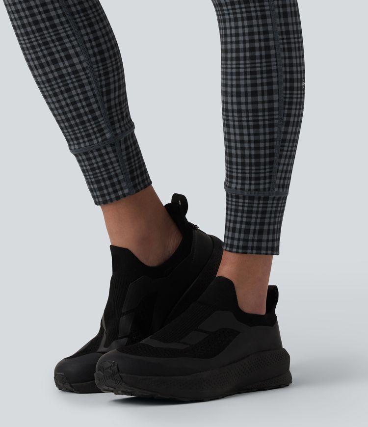 Halara UltraSculpt™ Check Plaid Print High Waisted Drawstring Yoga Leggings with Pockets