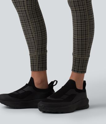 Halara UltraSculpt™ Check Plaid Print High Waisted Drawstring Yoga Leggings with Pockets