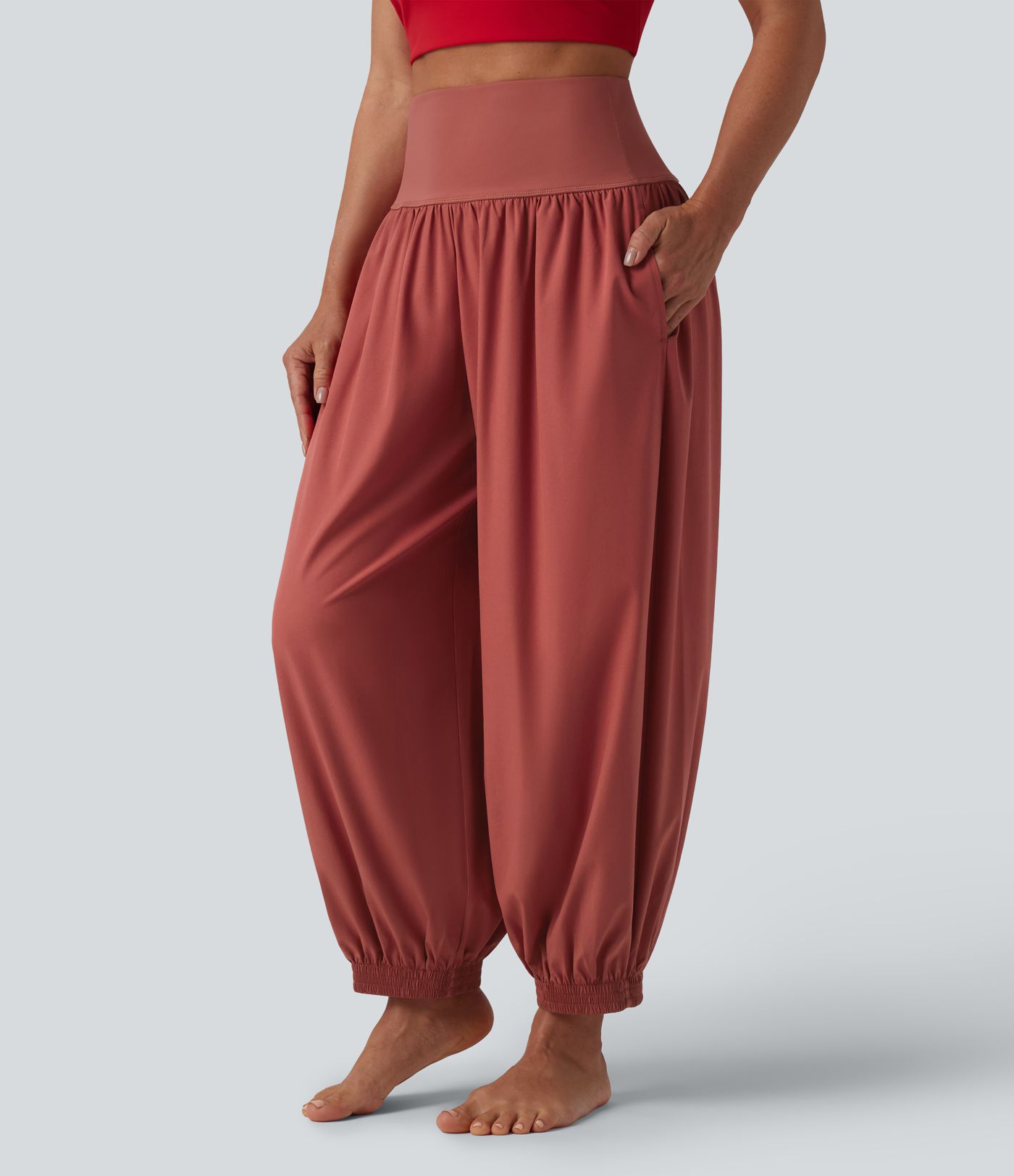 Breezeful™ High Waisted Barrel Leg Quick Dry Yoga Joggers with Pockets