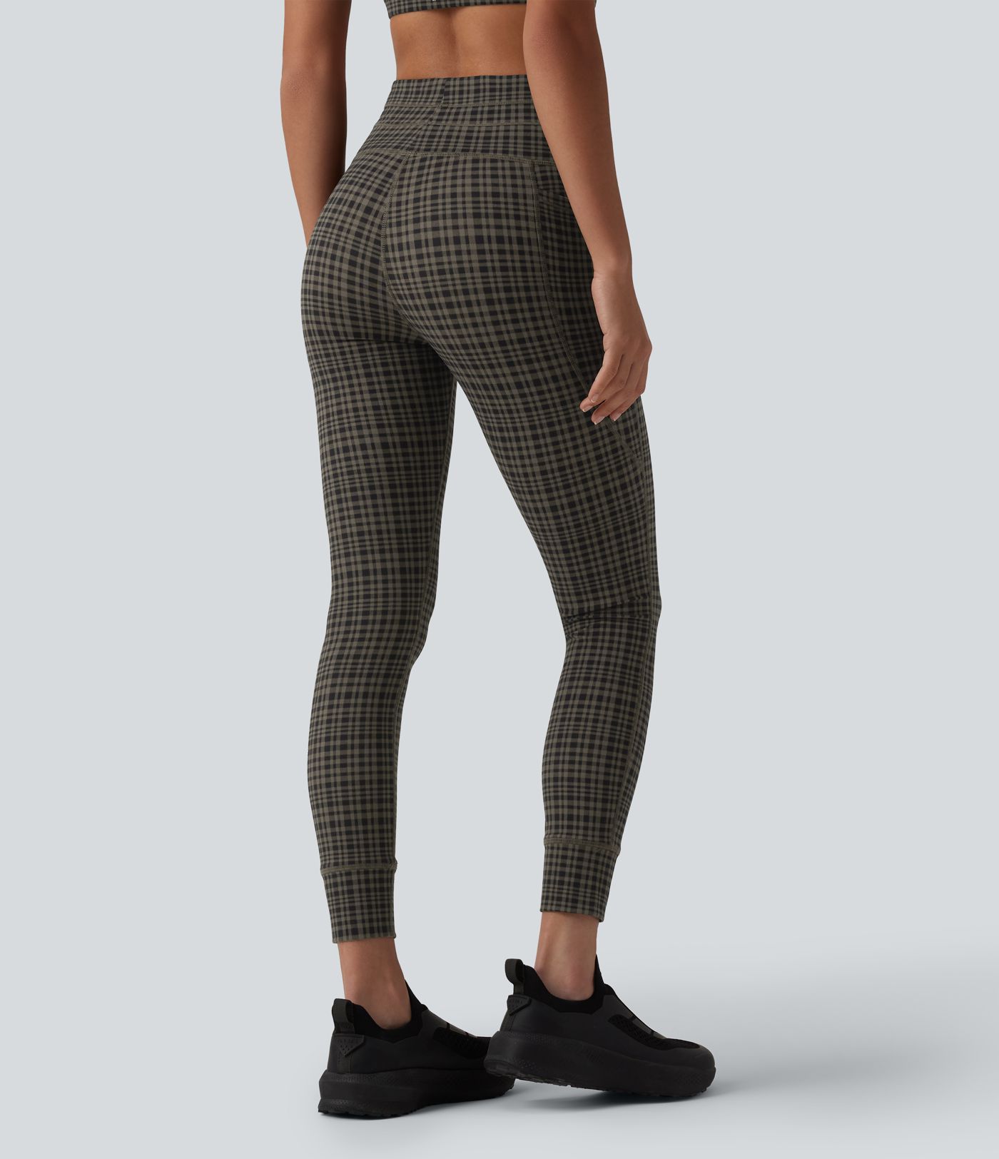 Halara UltraSculpt™ Check Plaid Print High Waisted Drawstring Yoga Leggings with Pockets