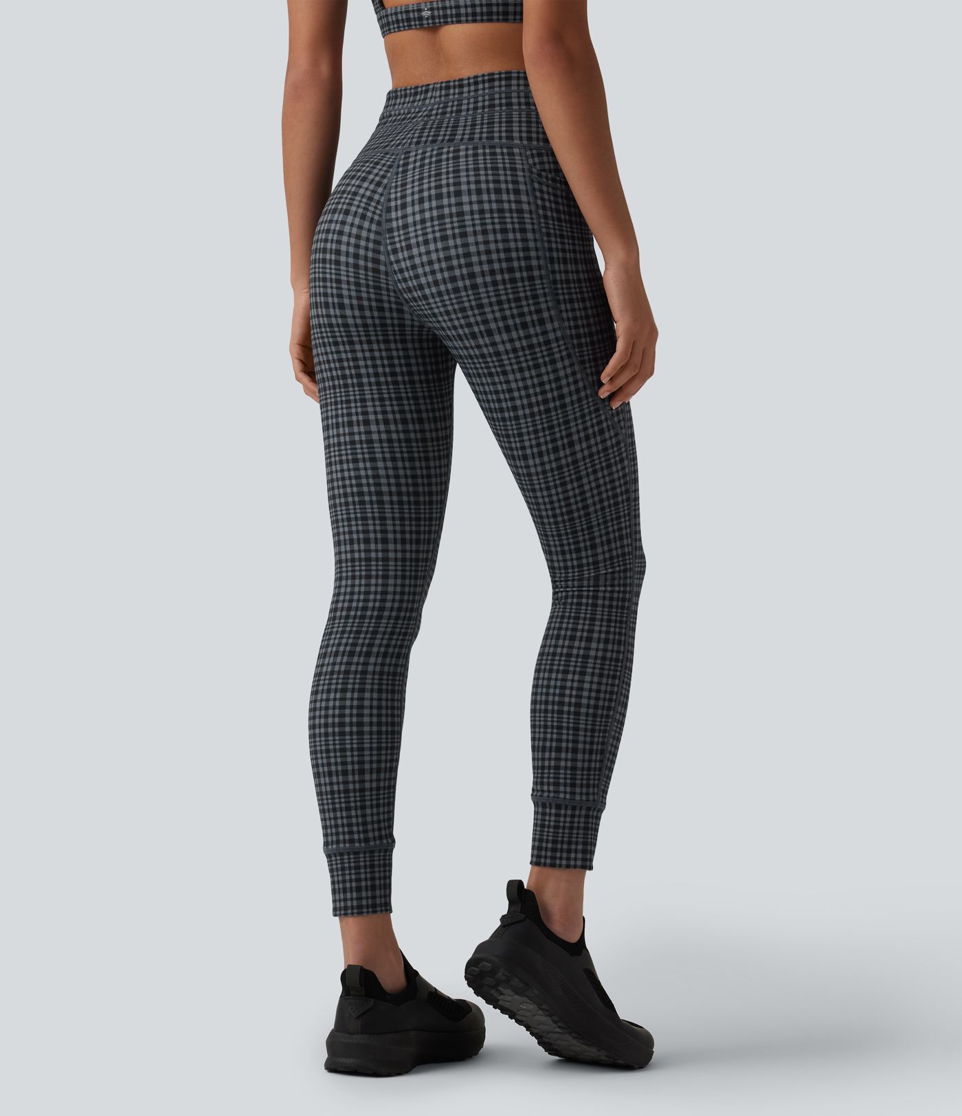 Halara UltraSculpt™ Check Plaid Print High Waisted Drawstring Yoga Leggings with Pockets