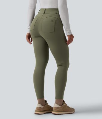 SoftlyZero™ Plush Thermal High Waisted Casual 7/8 Leggings with Pockets
