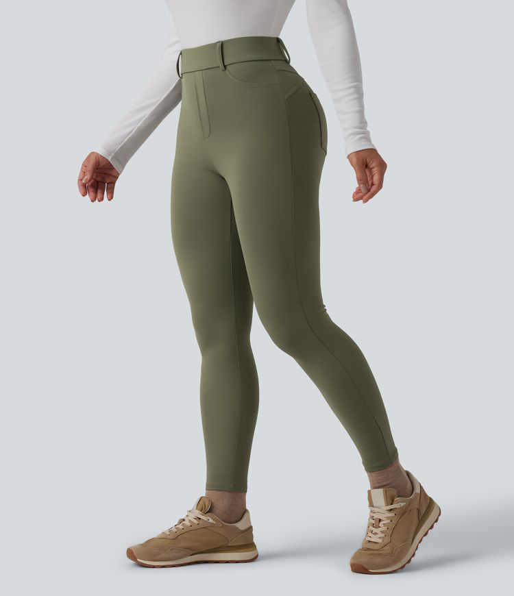 SoftlyZero™ Plush Thermal High Waisted Casual 7/8 Leggings with Pockets