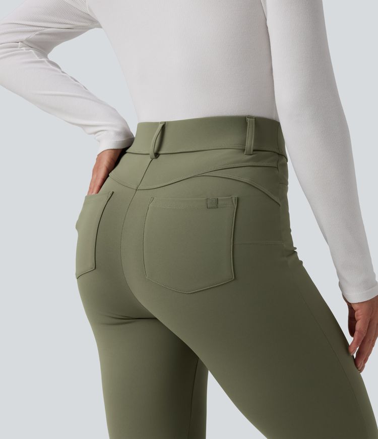 SoftlyZero™ Plush Thermal High Waisted Casual 7/8 Leggings with Pockets