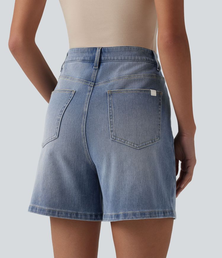 Halara Flex™ High Waisted Denim Casual Baggy Shorts with Pockets