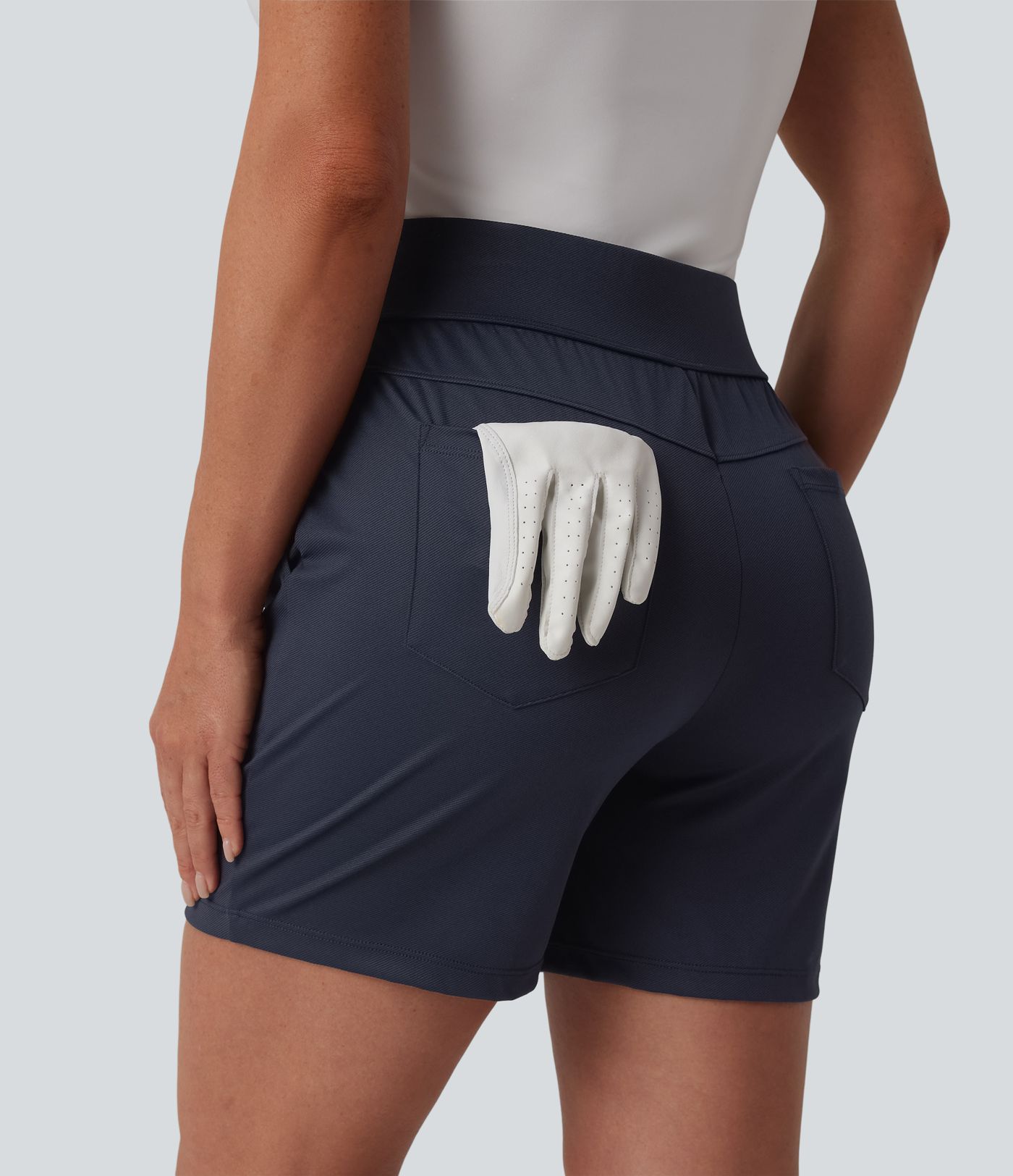 Mid High Waisted Quick Dry Golf Shorts with Pockets 5''-Golf Tee-UPF40+