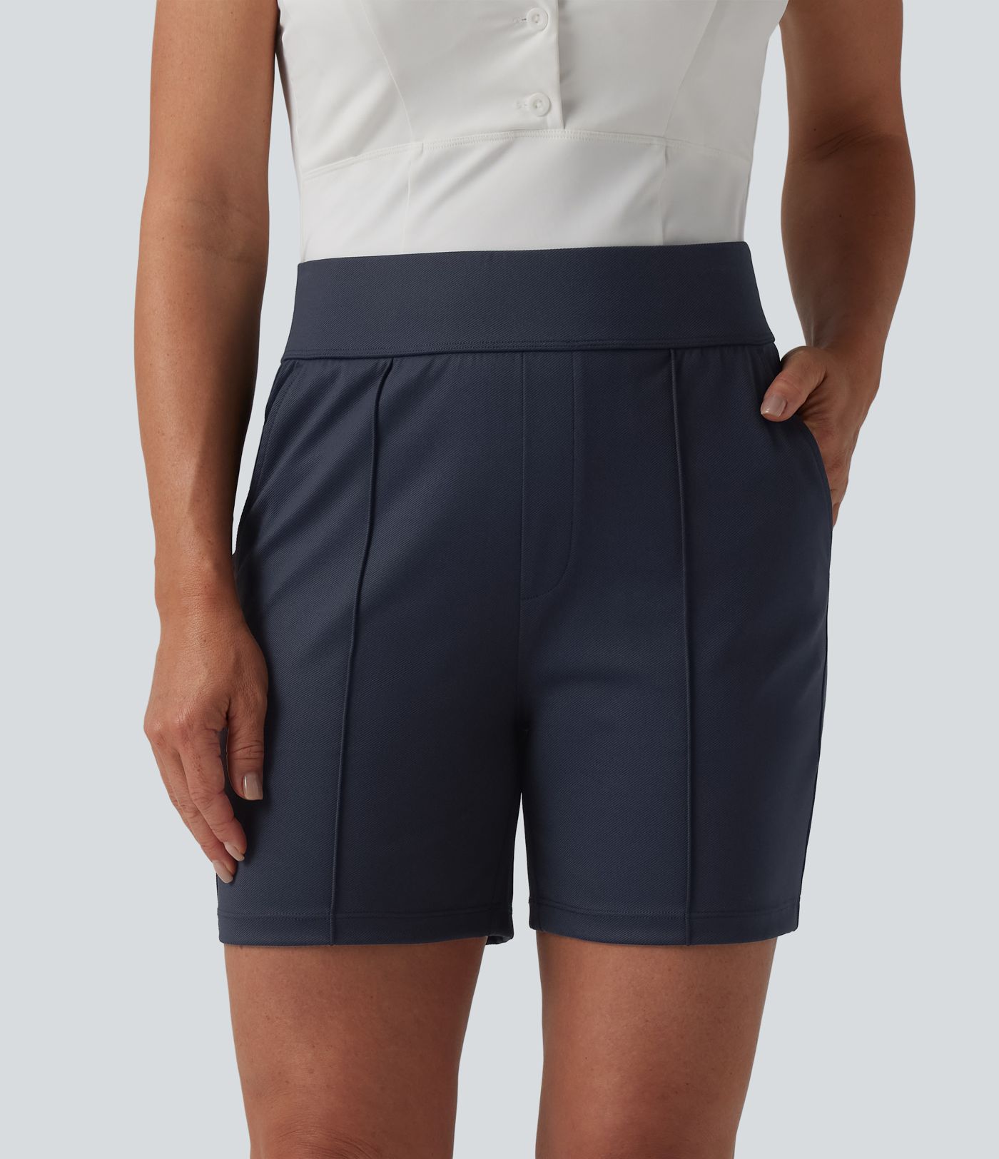 Mid High Waisted Quick Dry Golf Shorts with Pockets 5''-Golf Tee-UPF40+