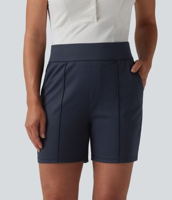 Mid High Waisted Quick Dry Golf Shorts with Pockets 5''-Golf Tee-UPF40+