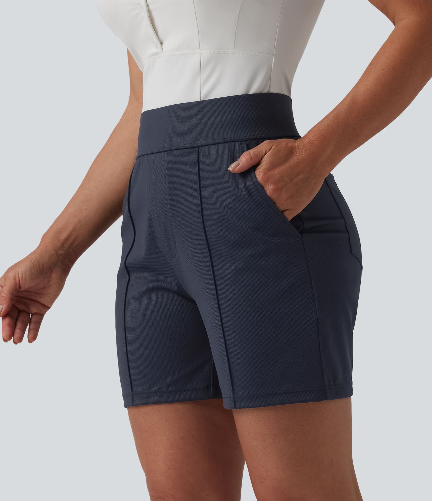 Mid High Waisted Quick Dry Golf Shorts with Pockets 5''-Golf Tee-UPF40+
