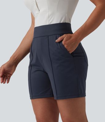 Mid High Waisted Quick Dry Golf Shorts with Pockets 5''-Golf Tee-UPF40+