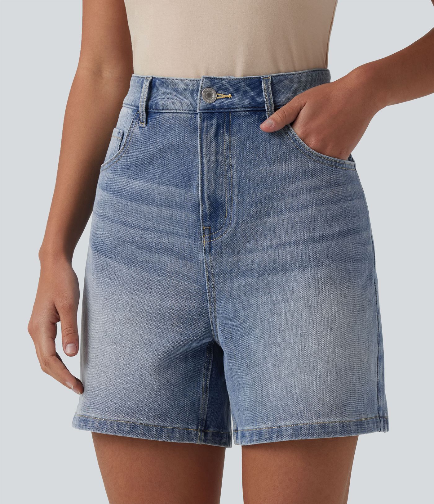 Halara Flex™ High Waisted Denim Casual Baggy Shorts with Pockets