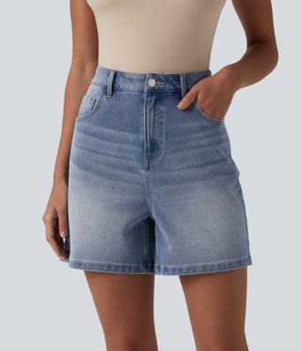 Halara Flex™ High Waisted Denim Casual Baggy Shorts with Pockets