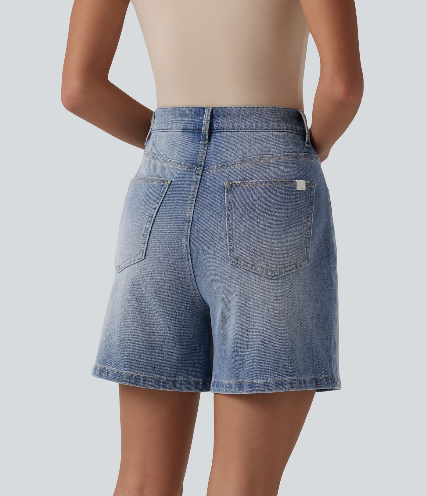 Halara Flex™ High Waisted Denim Casual Baggy Shorts with Pockets