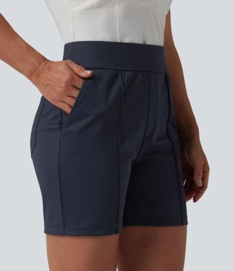 Mid High Waisted Quick Dry Golf Shorts with Pockets 5''-Golf Tee-UPF40+